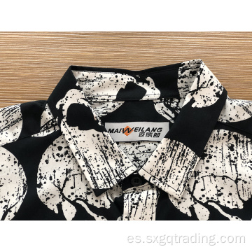 Camisa de manga larga estampada 100% algodón para hombre